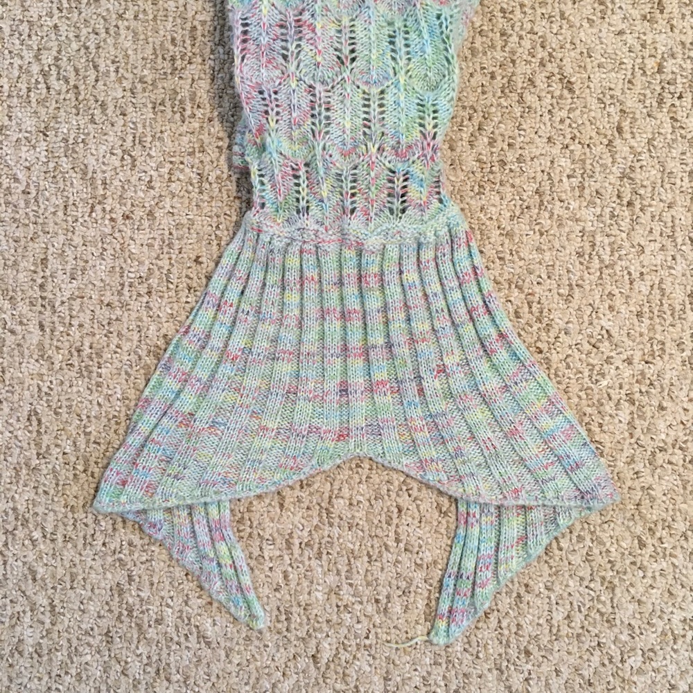Mermaid Tail Blanket in Pastel Blue & Pink Scales